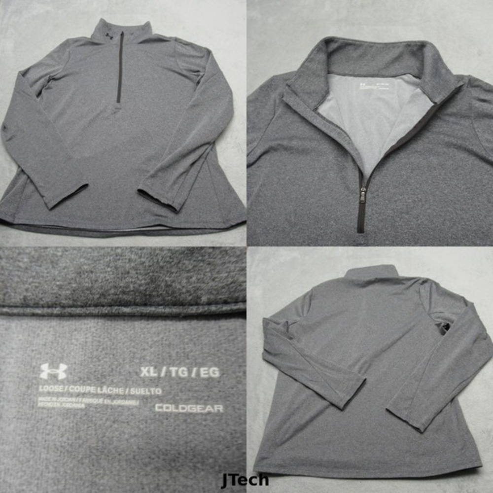 Under Armour Shirt Womens XL Gray Tech ColdGear Long Sleeve 1/2 Zip Pullover‎